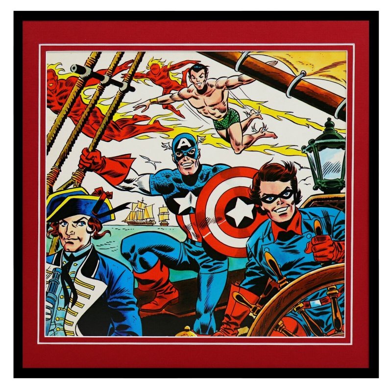 VINTAGE 1976 Marvel Captain America Sub Mariner Framed 12x12 Poster Display 