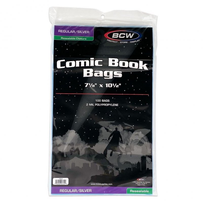 Resealable Silver/Regular Comic Bags Pack of 100 Bags