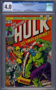 Incredible Hulk #181 1974 Marvel Comics CGC 4.0 1st app Wolverine