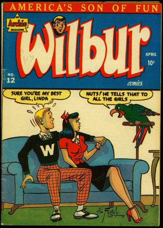 Wilbur #12 1947- Archie Comics- Katy Keene- Parrot Gag cover FN+ 