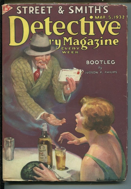 Detective Story Pulp March 5 1932- Bootleg- Judson Philips- Great cover VG+