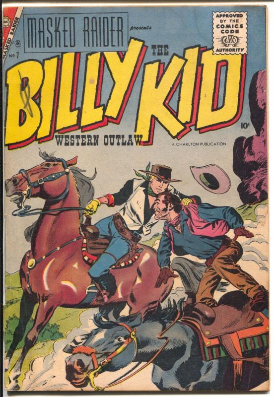 Masked Raider #7 1957-Charlton-Billy The Kid issue-rare-VG-