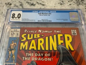 Sub-Mariner # 15 CGC Graded 8.0 Marvel Silver Age Comic Book 1969 Namor JH21