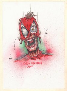 Zombie Spider-Man Color Commission - 2011 Signed art by Chris Foreman