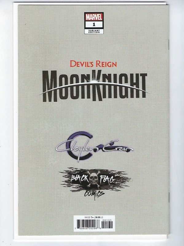 DEVIL’S REIGN MOON KNIGHT #1 * NM- * CLAYTON CRAIN EXCLUSIVE TRADE DRESS VARIANT