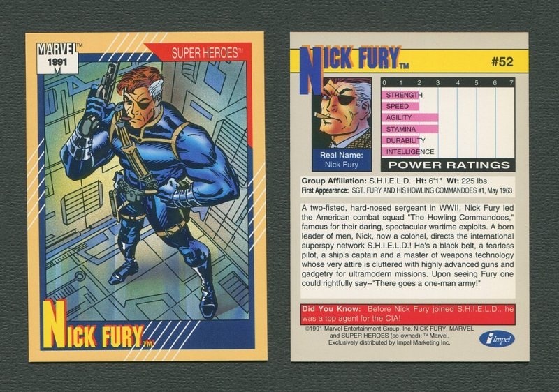 1991 Marvel Comics II  Card  #52 ( Nick Fury )  MINT