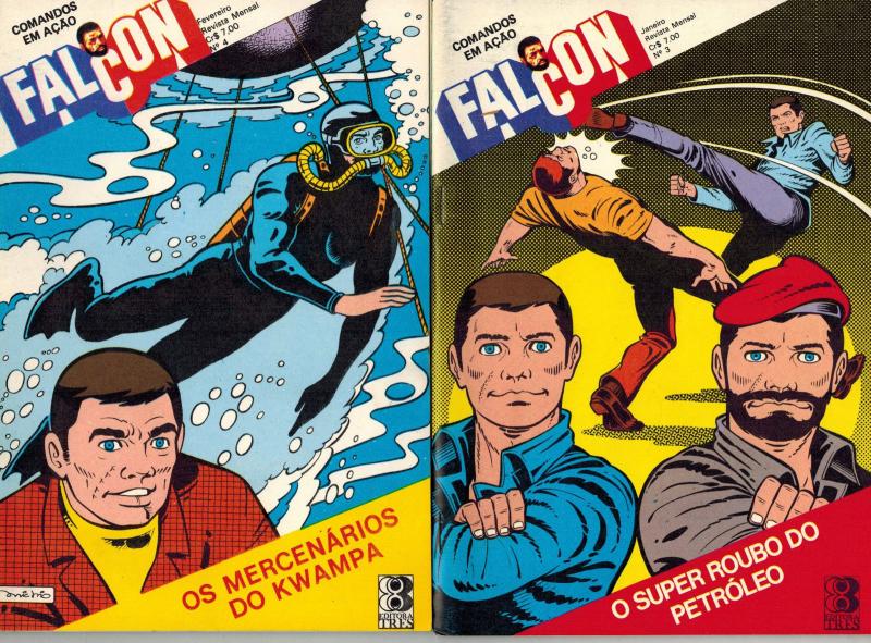 Falcon Comandos em Acao Brazilian GI Joe Comics Lot #1-4 (Editora Tres 1977) VF!