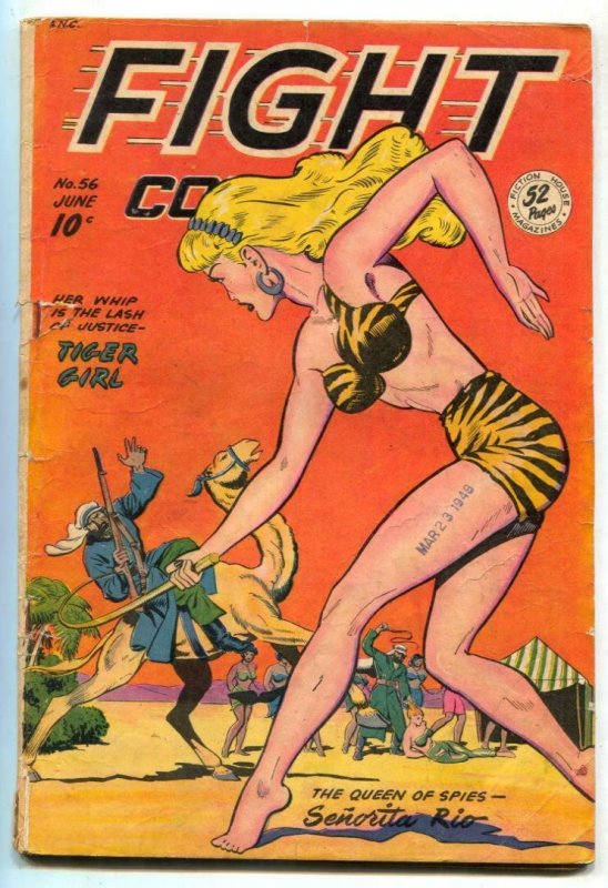 Fight Comics #56 1948-Baker art- whip cover VG