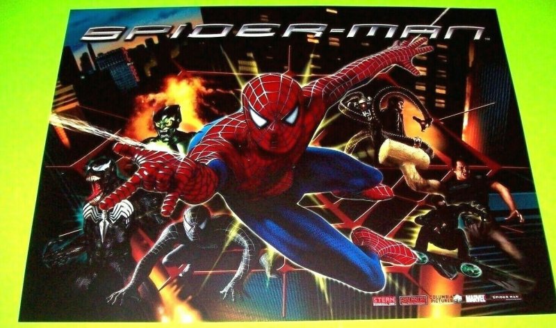 Spider-Man Pinball Machine Translite Original 2008 NOS Marvel Comics Art Venom