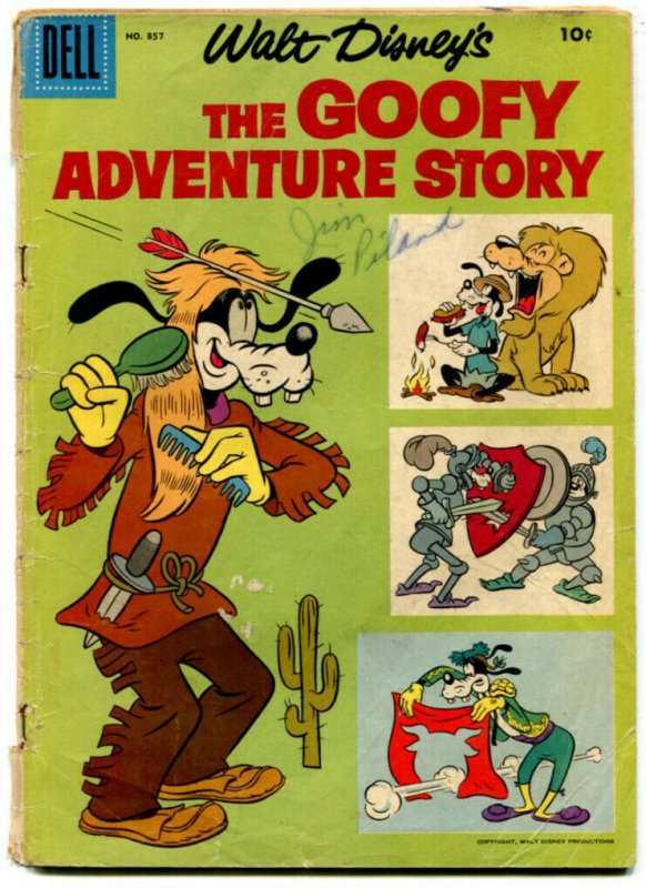 Walt Disney The Goofy Adventure Story 857 FR 1.0 Dell 1957 Four Color Strobl