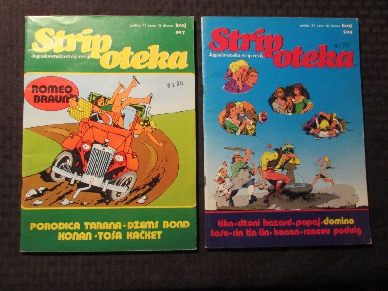 1980 STRIPOTEKA #597 598 FN 6.0 Yugoslavia Comic LOT of 2 Tarana CONAN Bond 007