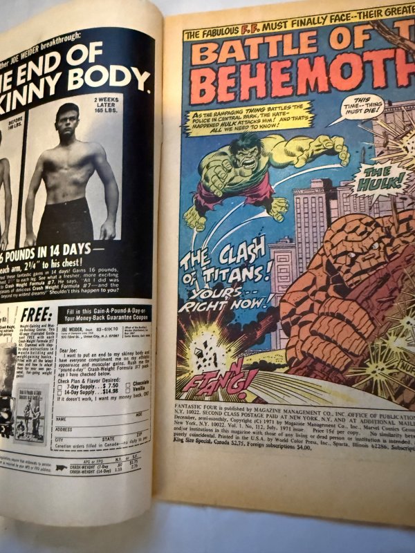 Fantastic Four(1971)#112 Hulk vs. Thing see descripttion