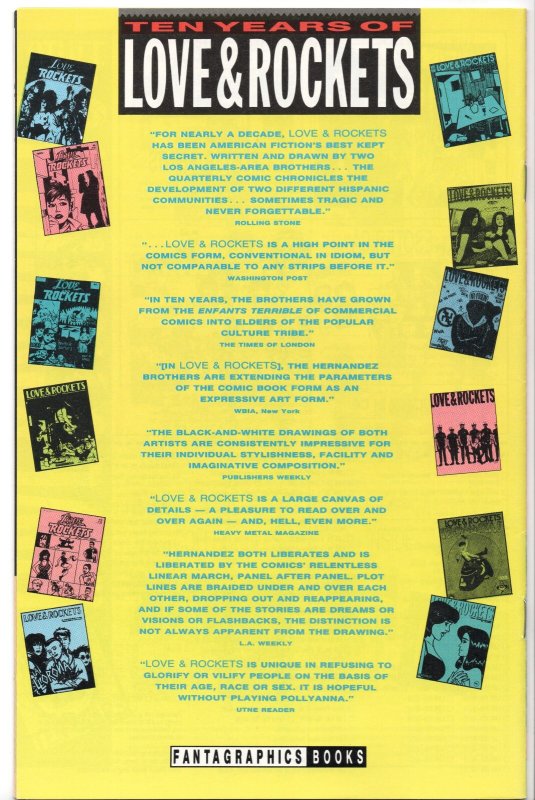 Ten Years of Love and Rockets (Fantagraphics Books September 1992) SIGNED