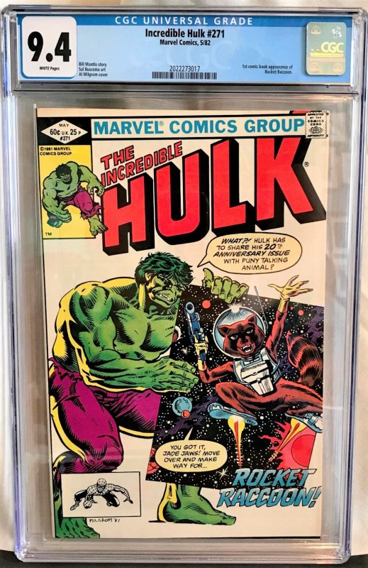 Incredible Hulk #271 (Marvel,1982) CGC 9.4 KEY 1st Rocket Raccoon