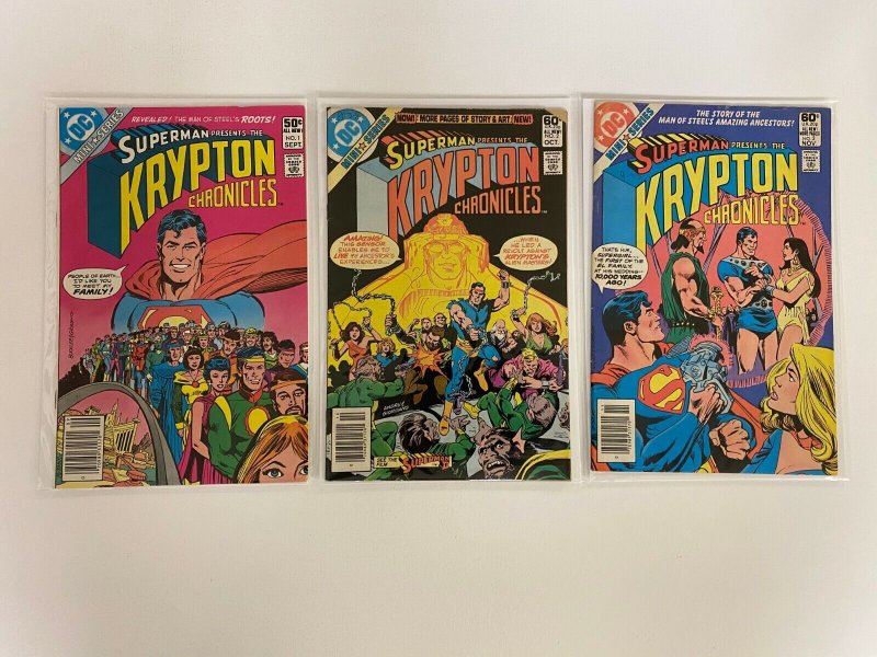 Superman Krypton Chronicles Set #1-3 Newsstand 6.0 FN (1981) 