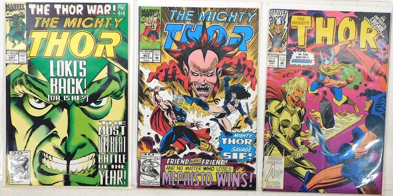 The Mighty Thor Lot of 3 #441, 453, 463 1991 Marvel Comics 1st Print Comic Books
