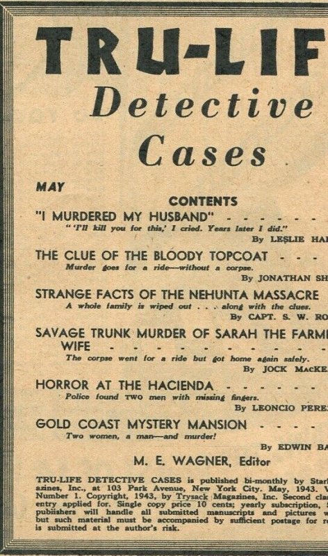 Tru-Life Detective Cases 5/1943-Tayshack-savage murder-horror-crime-mystery-VF