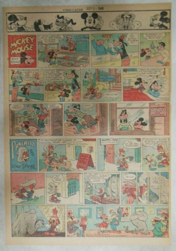 Mickey Mouse Sunday Page by Walt Disney from 9/9/1945 Tabloid Page Size 