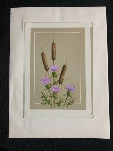 FATHERS DAY Cattails & Purple Flowers 6.5x9 Greeting Card Art #FD7662