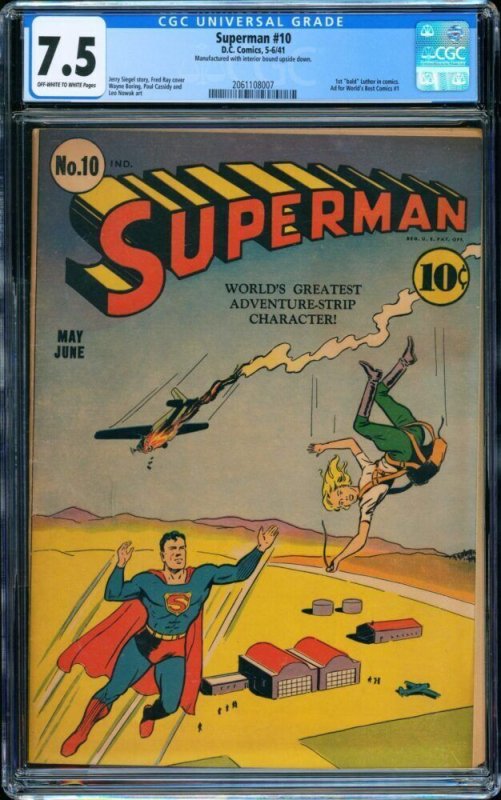 Superman #10 (DC, 1941) CGC 7.5 - KEY - ERROR