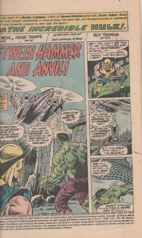 Incredible Hulk #182 (Dec-74) VG+ Affordable-Grade Hulk