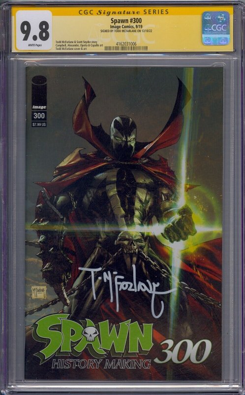 SPAWN #300 CGC 9.8 SS SIGNED MCFARLANE WHITE PAGES