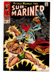 Prince Namor The Sub-Mariner #4 - vs Attuma - 1968 - FN/VF 