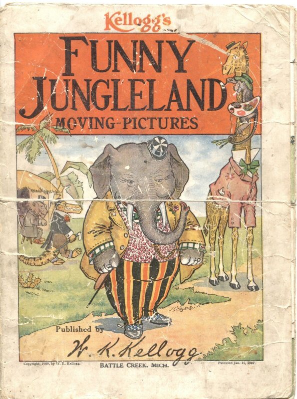 FUNNY JUNGLELAND MOVING-PICTURES-1909-KELLOGGS-PRE COMIC PROMOTIONAL ITEM