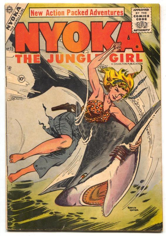 Nyoka The Jungle Girl #15 1956- Shark cover Charlton FN