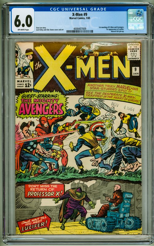 The X-Men #9  (1965) CGC 6.0! OW Pages! 1st Meeting of X-Men and Avengers!