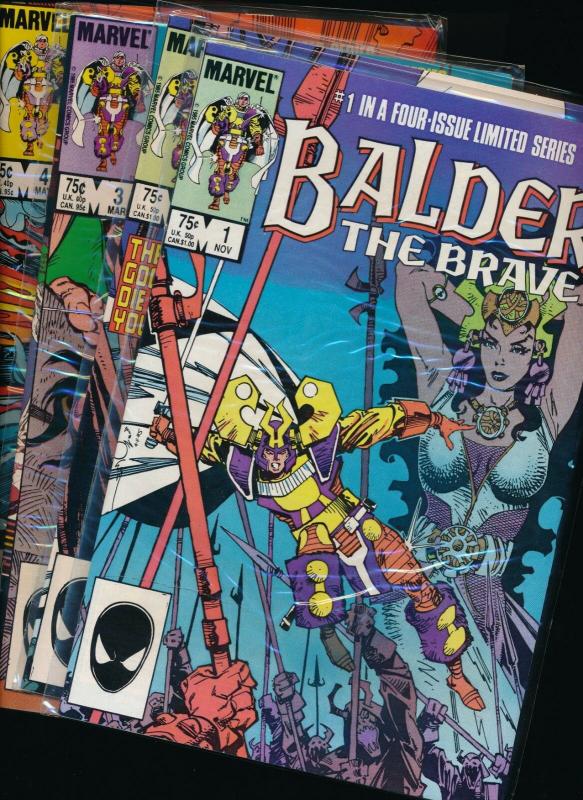 BALDER The BRAVE #1-4 Set (1,2,3,4) Marvel Comics ~ VF/NM 1985 (PF405)