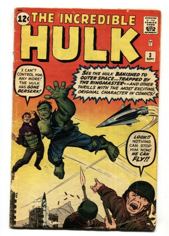 INCREDIBLE HULK #3-comic book-1962-ORIGIN ISSUE-JACK KIRBY-MARVEL