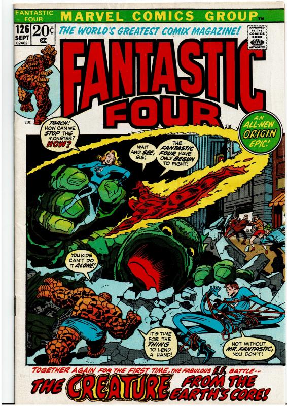 Fantastic Four #126, 4.0 or Better - Roy Thomas Scripts Begin - FF Origin Retold