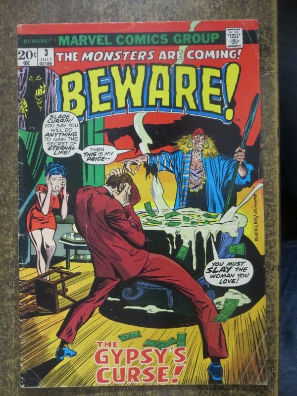 BEWARE 3 (Marvel, 7/1973)  VG-  classic horror COMICS BOOK