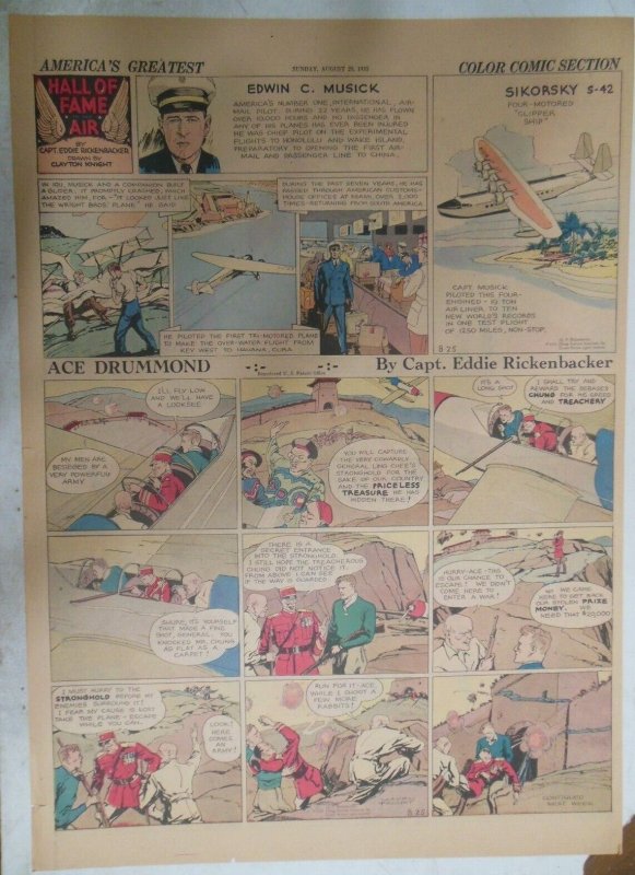 Ace Drummond Sunday by Capt Eddie Rickenbacker from 8/25/1935 Large Full Page !