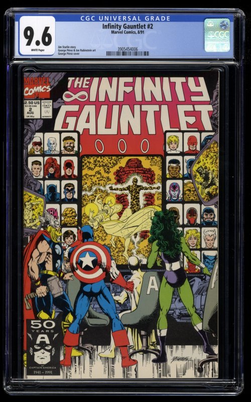 Infinity Gauntlet #2 CGC NM+ 9.6 White Pages