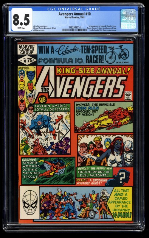 Avengers Annual #10 CGC VF+ 8.5 White Pages 1st Rogue Spider-Woman X-Men!