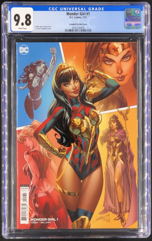 Wonder Girl #1 J. Scott Campbell Cardstock Variant Cover (2021) CGC 9.8