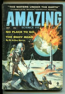 AMAZING STORIES-07/1958-ZIFF-DAVIS-EXPLODING EARTH-BLOCHSCI-FI PULP THRILLS-fn