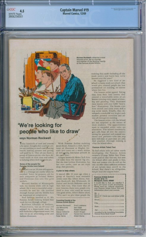 Marvel Comics Captain Marvel #19 CGC 4.5 Gil Kane