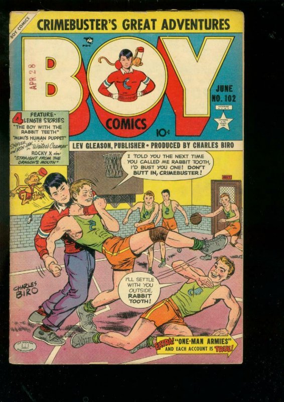 BOY COMICS #102 1954-CHARLES BIRO-ROCKY X-CRIMEBUSTER VG-