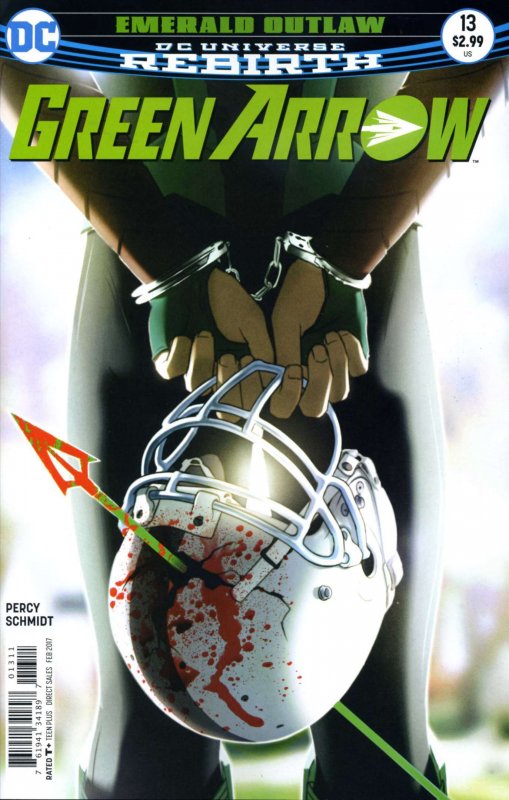 Green Arrow (6th Series) #13 FN ; DC | Rebirth Football Helmet Handcuffs
