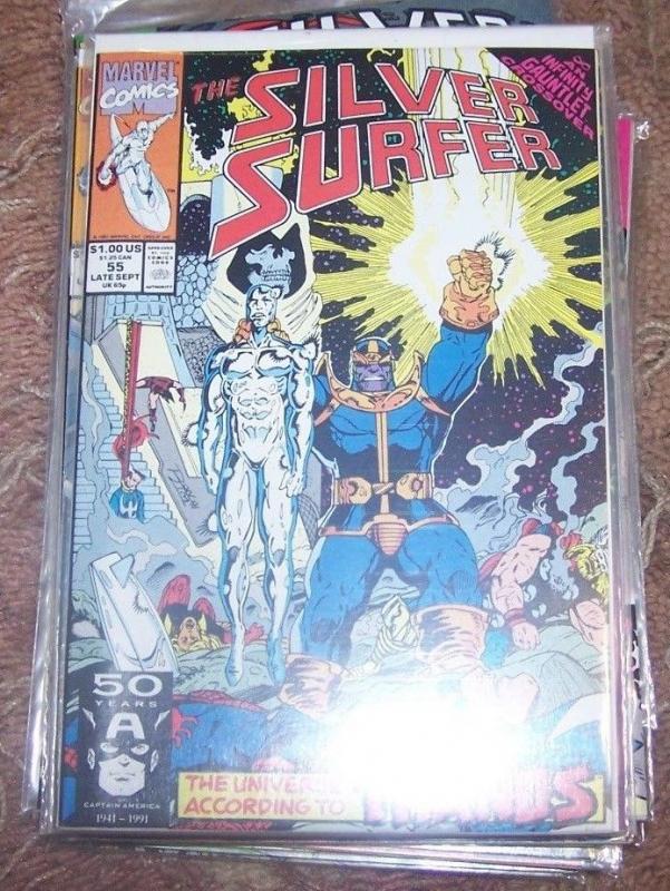 Silver Surfer #55 (Sep 1991, Marvel) infinity gauntlet THANOS avengers soul gems