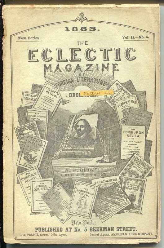 Eclectic Magazine of Foreign Literature 1865-Civil War era mag-150+ years old-FR