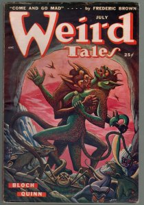 Weird Tales 7/1949-Matt Fox monster horror cover-Quinn-Lieber-FN/VF