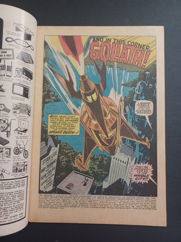 Avengers #63 - Hawkeye becomes Goliath - 1969 - VF