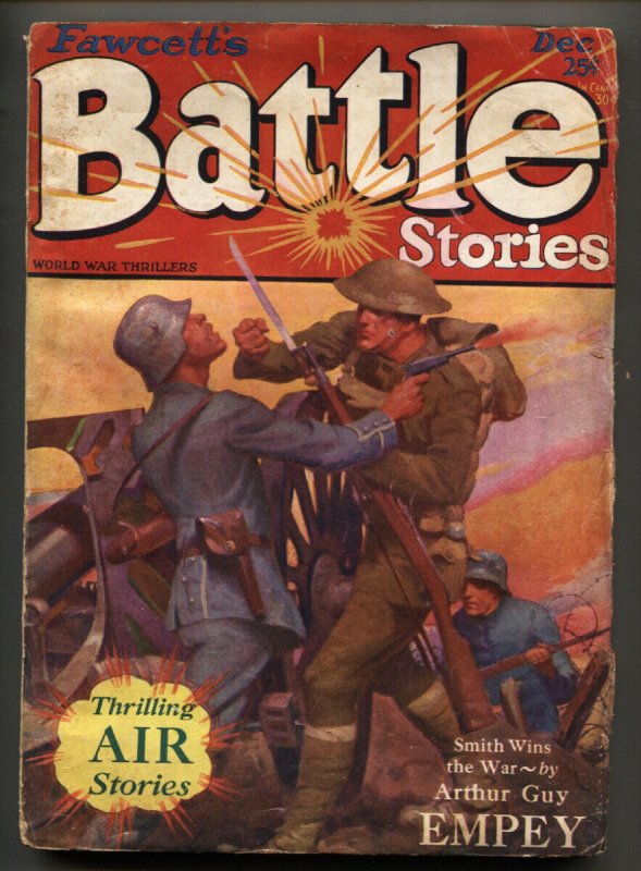 Battle Stories 12/1927-Pulp Magazine-WWI cover-Rozen-RARE