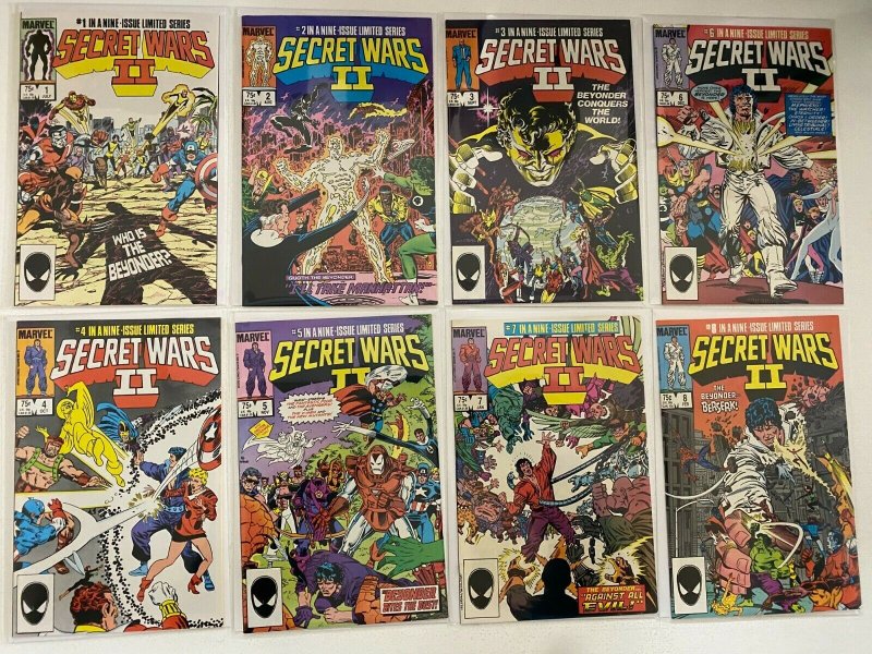 Secret Wars II (2) set #1-9 Direct Marvel 9 different books 8.0 VF (1985-'86)