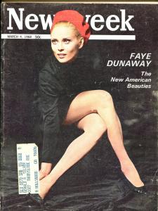 Newsweek 3/4/1968-Faye Dunaway-info-pix-VG