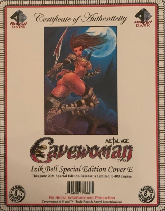 CAVEWOMAN METAL AGE #2 IZIK BELL SPECIAL EDITION COVER EVW/COA.
